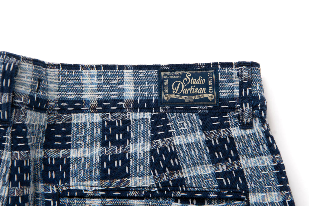 STUDIO D'ARTISAN - Indigo Noragi Sashiko Shorts - Tempo