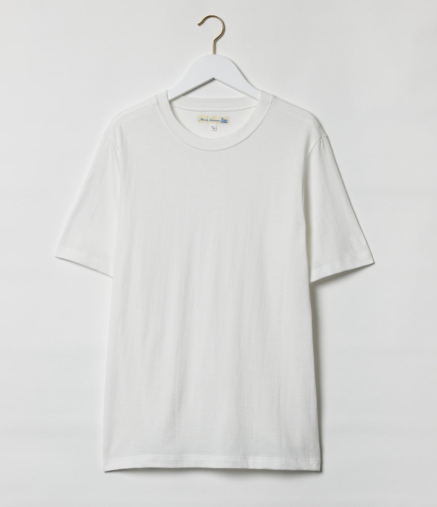 MERZ B. SCHWANEN - THE ORIGINALS | 1940s Loopwheeled T-shirt 4.6oz Relaxed Fit in White - Tempo