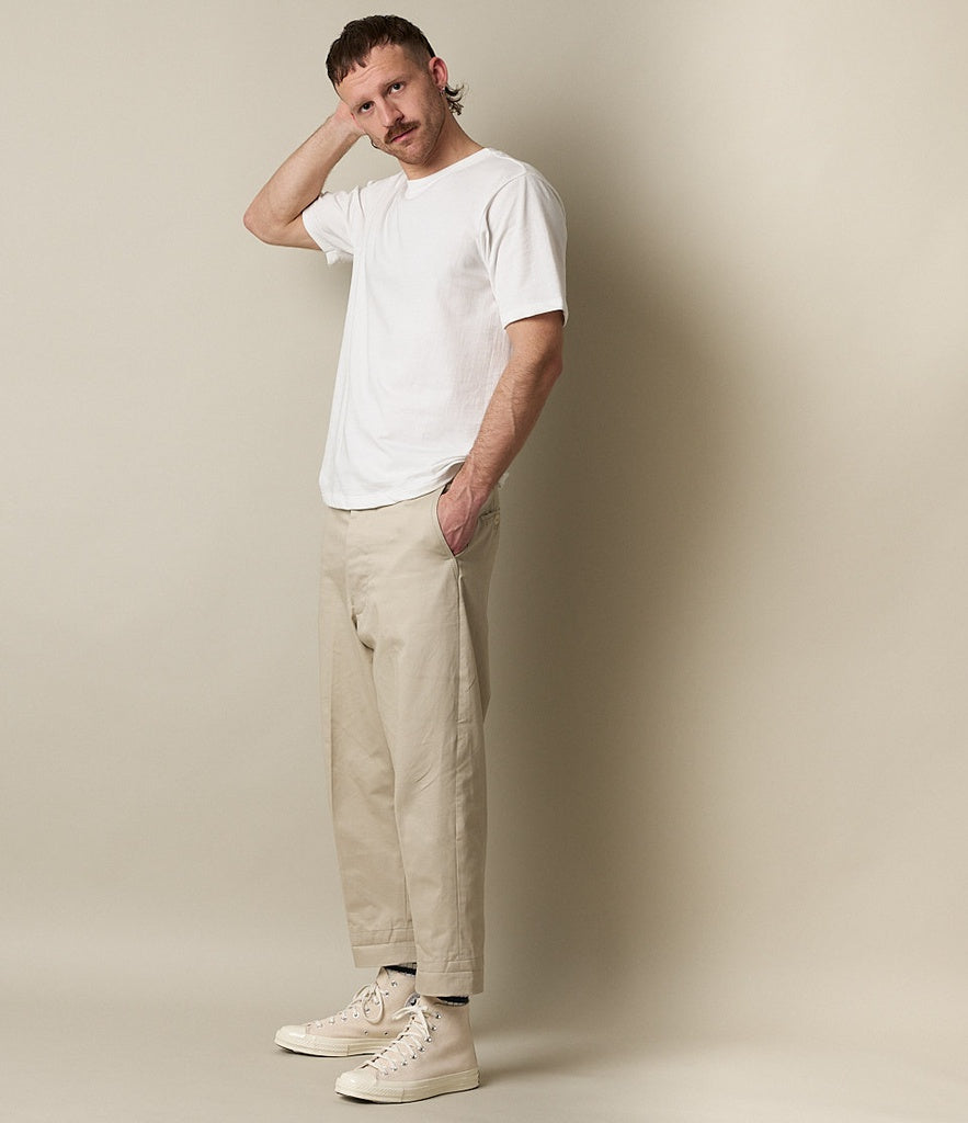 MERZ B. SCHWANEN - THE ORIGINALS | 1940s Loopwheeled T-shirt 4.6oz Relaxed Fit in White - Tempo