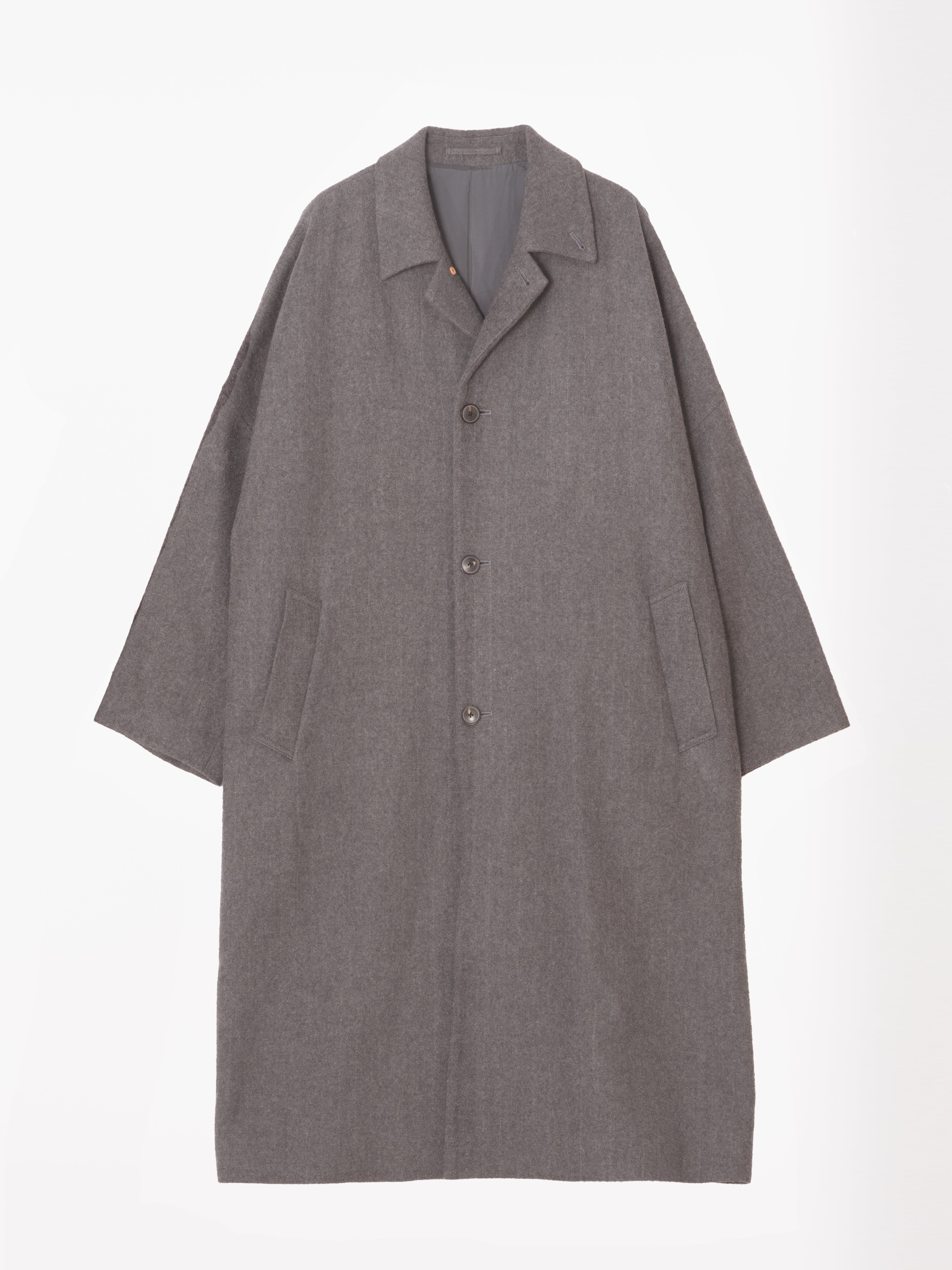 YOKO SAKAMOTO - Kasuri Overcoat in Tasmanian Broken Twill Wool | Beige - Tempo