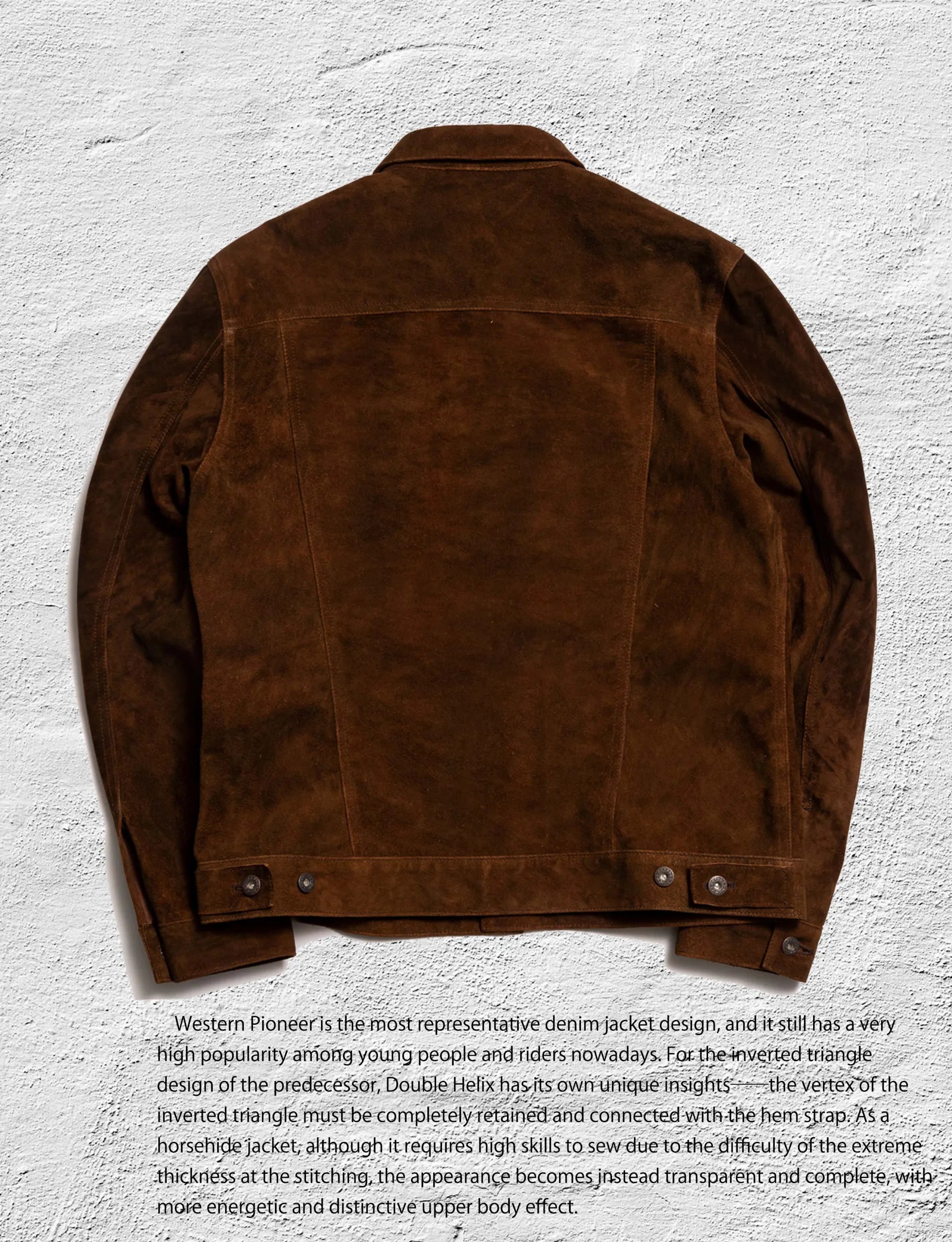 DOUBLE HELIX - Chocolate Brown Suede Horsehide Type III Jacket with Side Pockets - Tempo