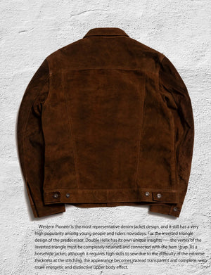 DOUBLE HELIX - Chocolate Brown Suede Horsehide Type III Jacket with Side Pockets - Tempo