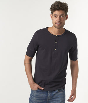 THE ORIGINALS | 207 Loopwheeled Henley 7.2oz Classic Fit in Charcoal