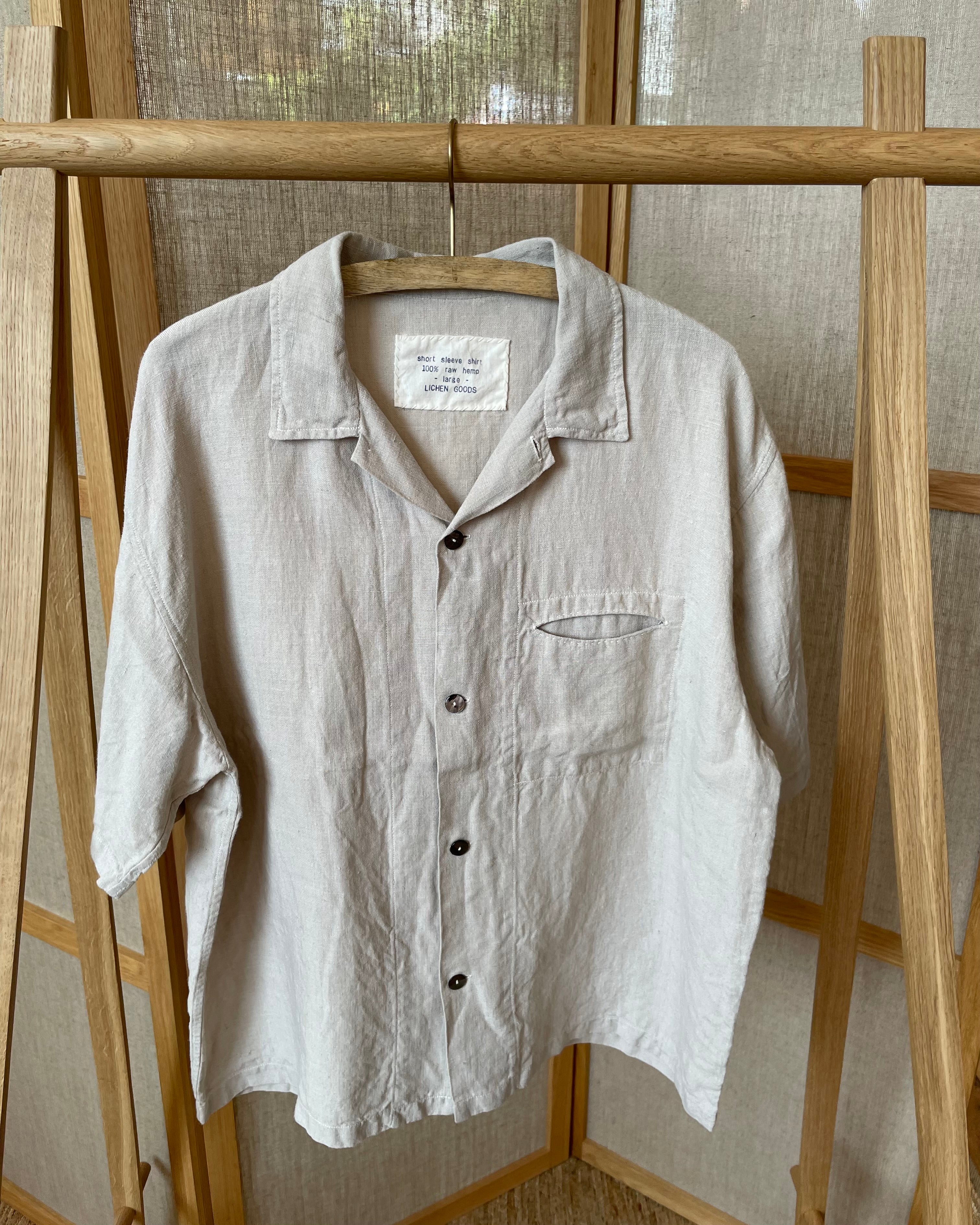 LICHEN GOODS - Un-Dyed Raw Hemp Short-Sleeve Shirt - Tempo
