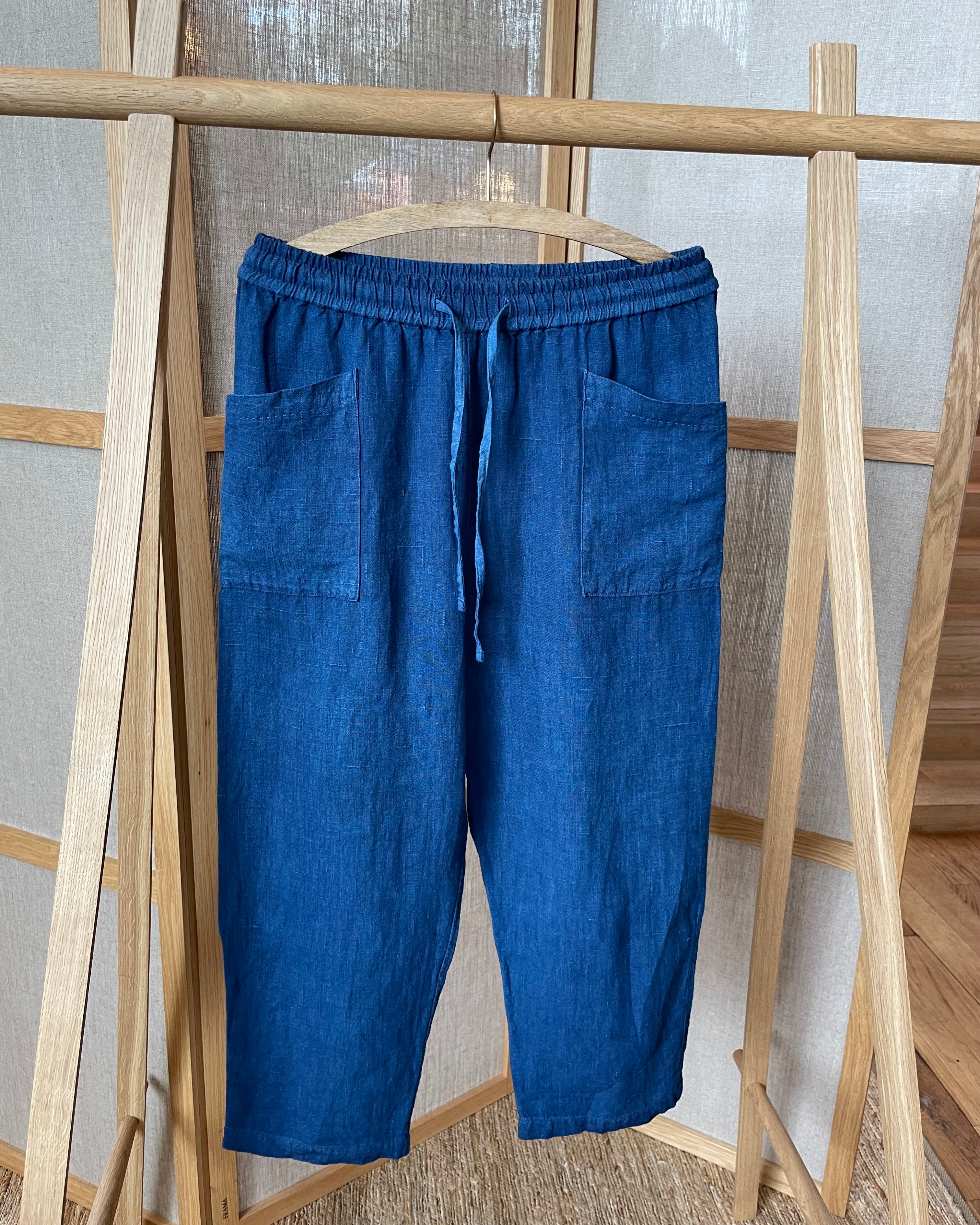 Pantalon facile en chanvre | Indigo biologique teint à la main 