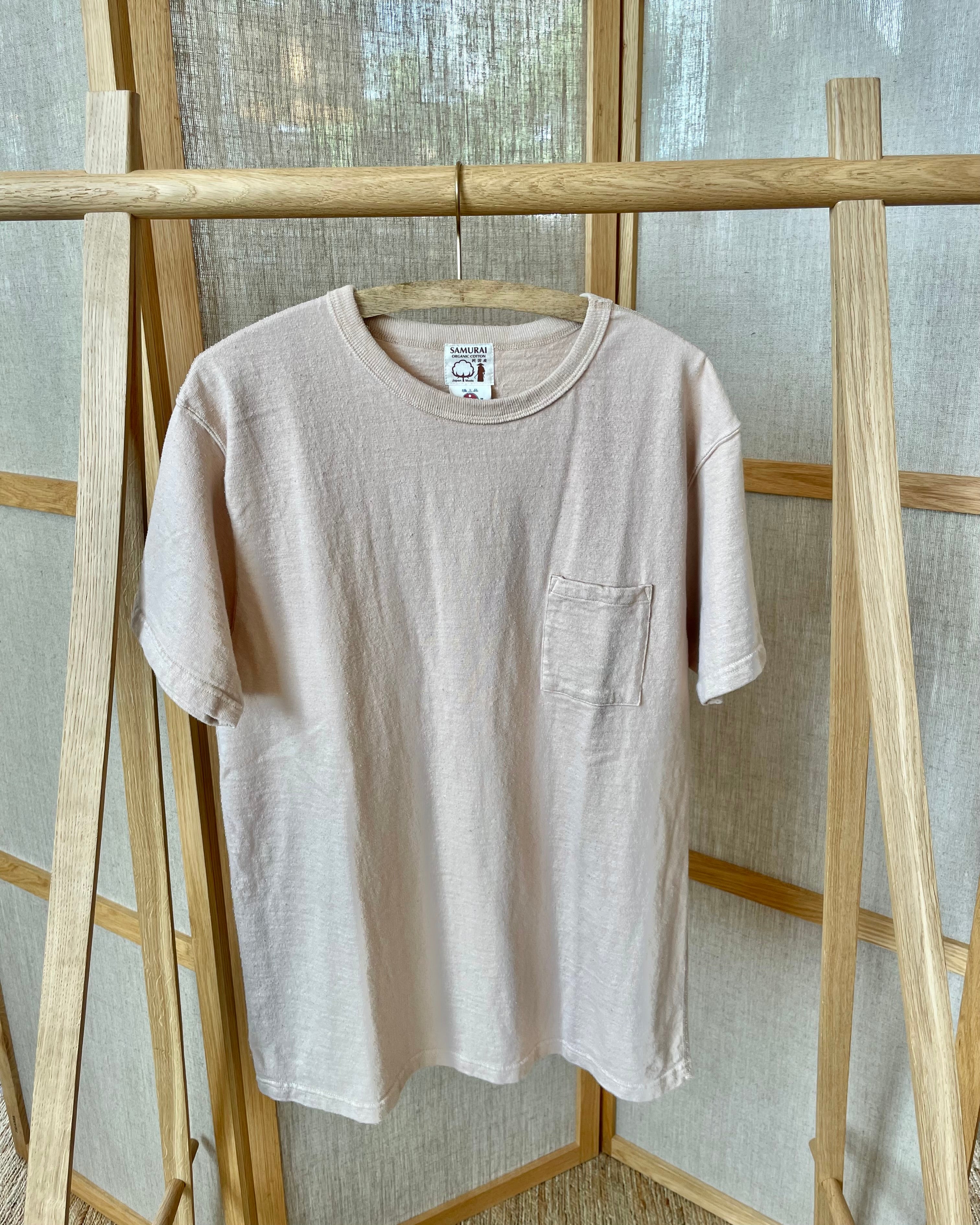 SAMURAI COTTON PROJECT - 16oz Japanese Organic Cotton Pocket Tee Hand-Dyed with Chestnut - Light Kuri - Tempo
