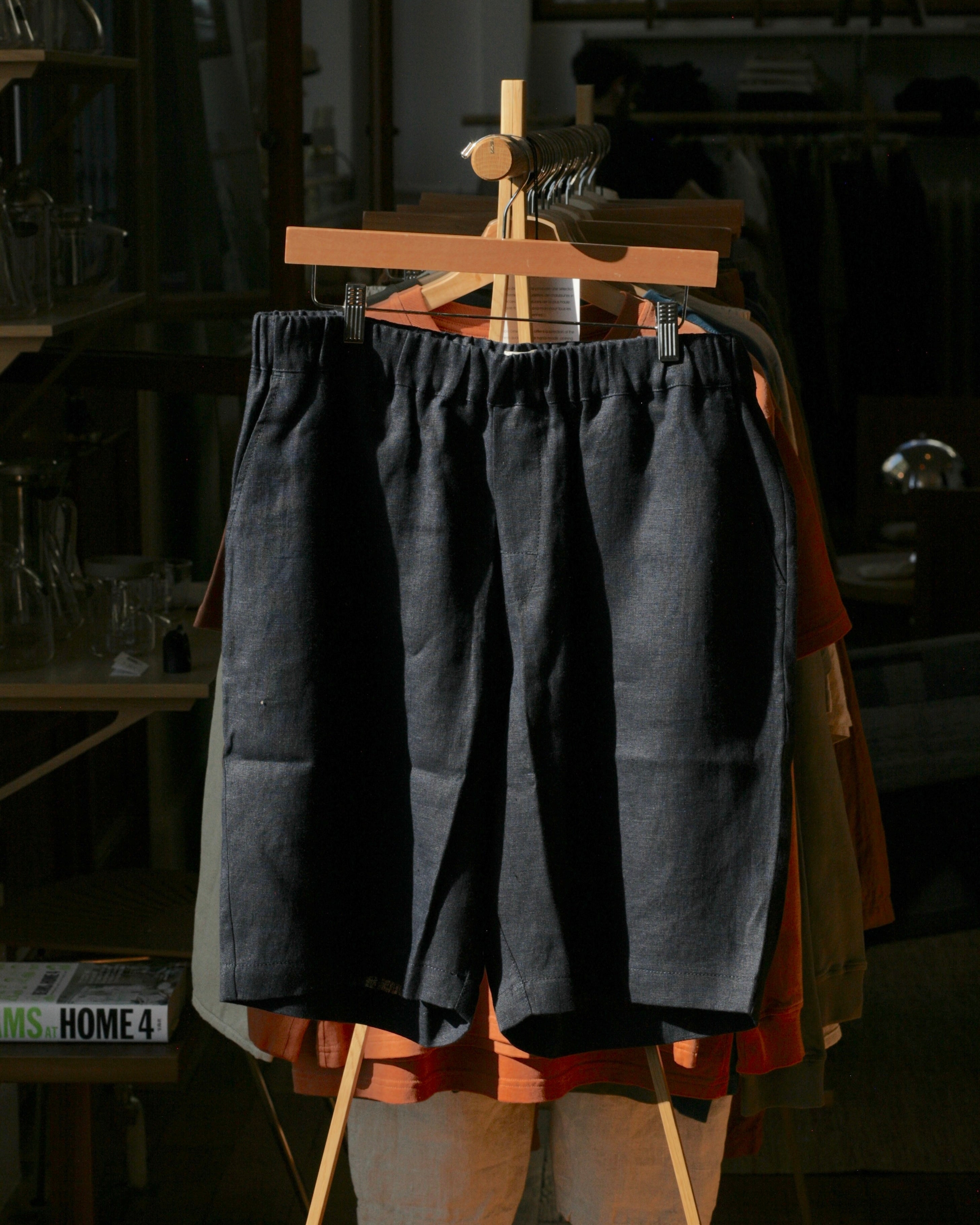 Leinen-Kurzarm-Shorts - Heidelbeerblau 