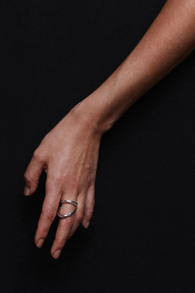 COLDFRAME - Handcrafted 925 Silver Freeform Bamboo Ring - Tempo