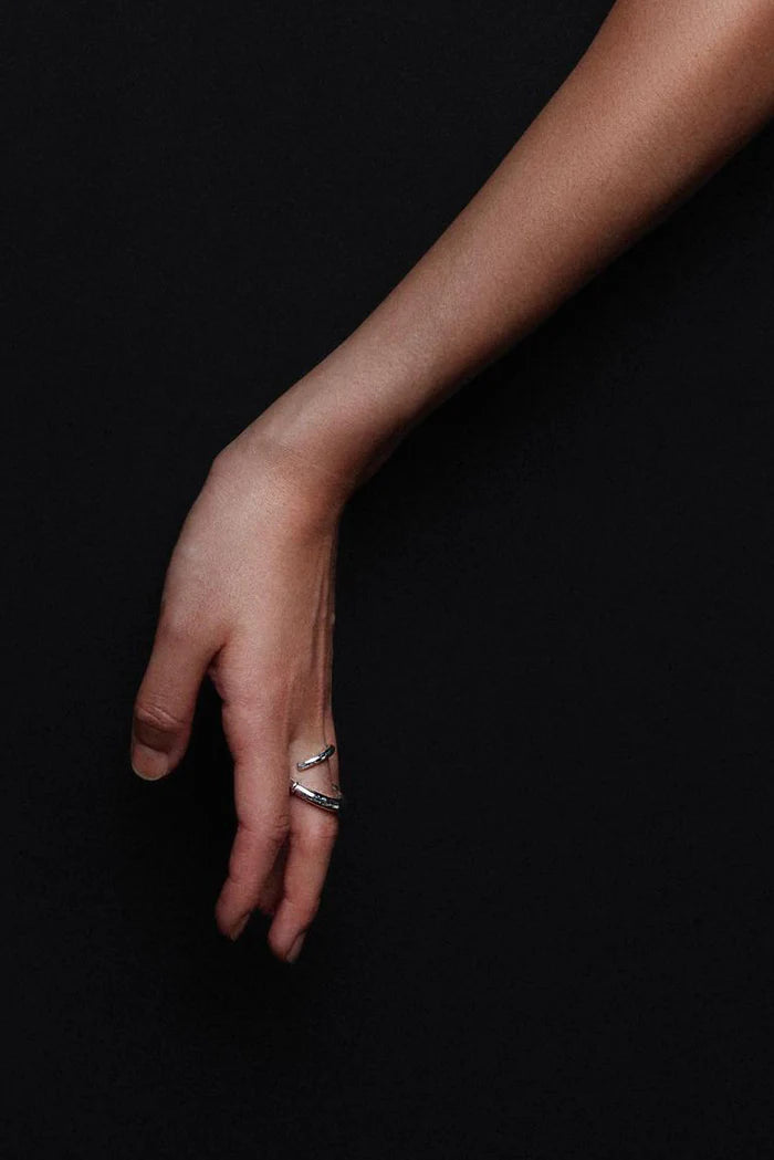 COLDFRAME - Handcrafted 925 Silver Freeform Bamboo Ring - Tempo