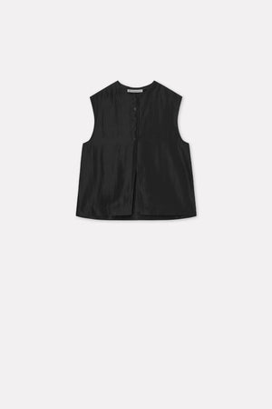 MKDT STUDIO - Atelier Talin Linen Silk Top in Black - Tempo