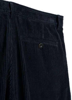 SUNE Elephant Cord Pleated Wide Cut Trousers | Dusty Navy