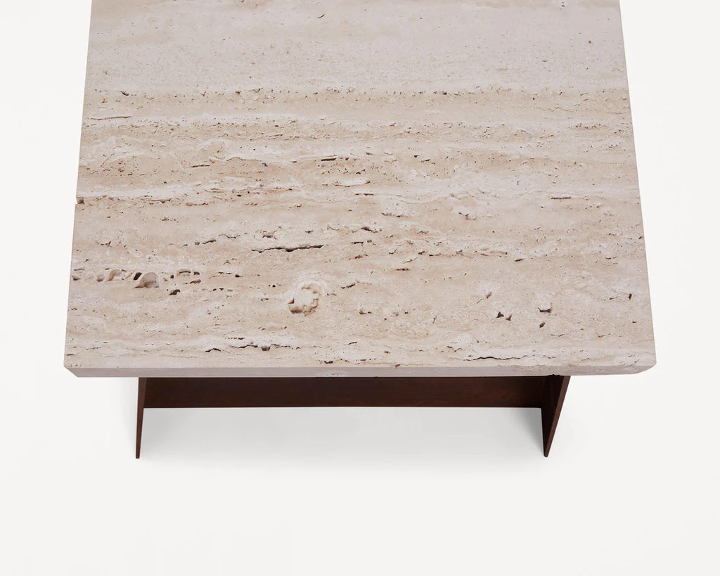 64 BENCH | CORTEN STEEL / TRAVERTINE - Tempo