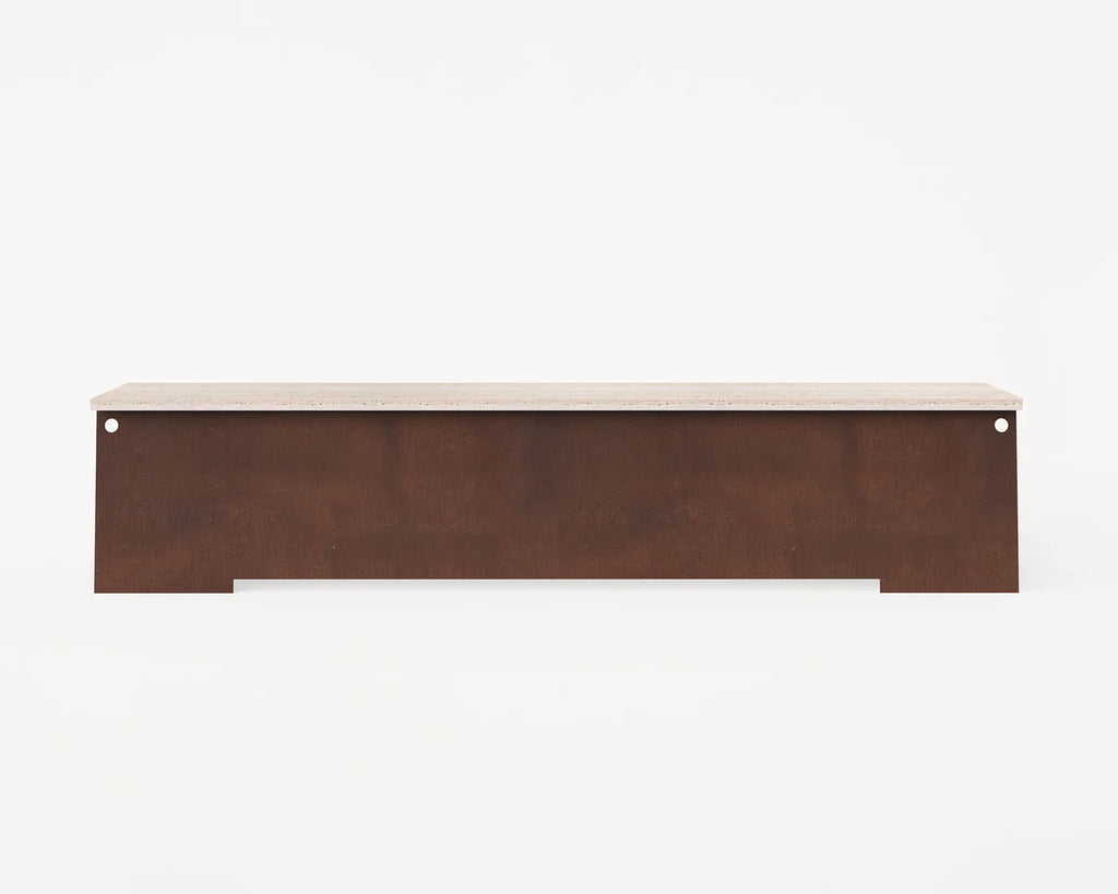 64 BENCH | CORTEN STEEL / TRAVERTINE - Tempo