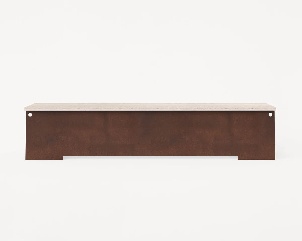 64 BENCH | CORTEN STEEL / TRAVERTINE - Tempo