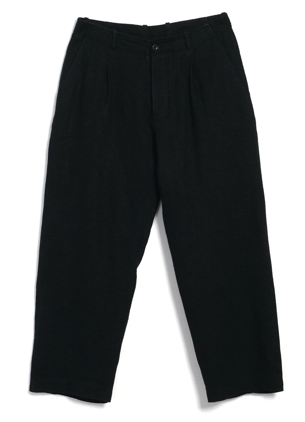 HANSEN - Bobby Wide Pleated Trousers in Linen Cotton Black Gauze - Tempo