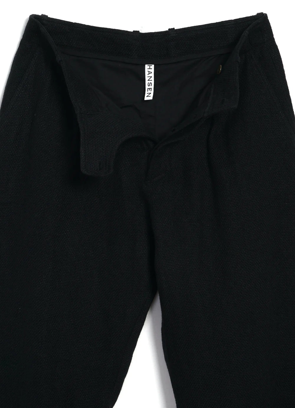 HANSEN - Bobby Wide Pleated Trousers in Linen Cotton Black Gauze - Tempo