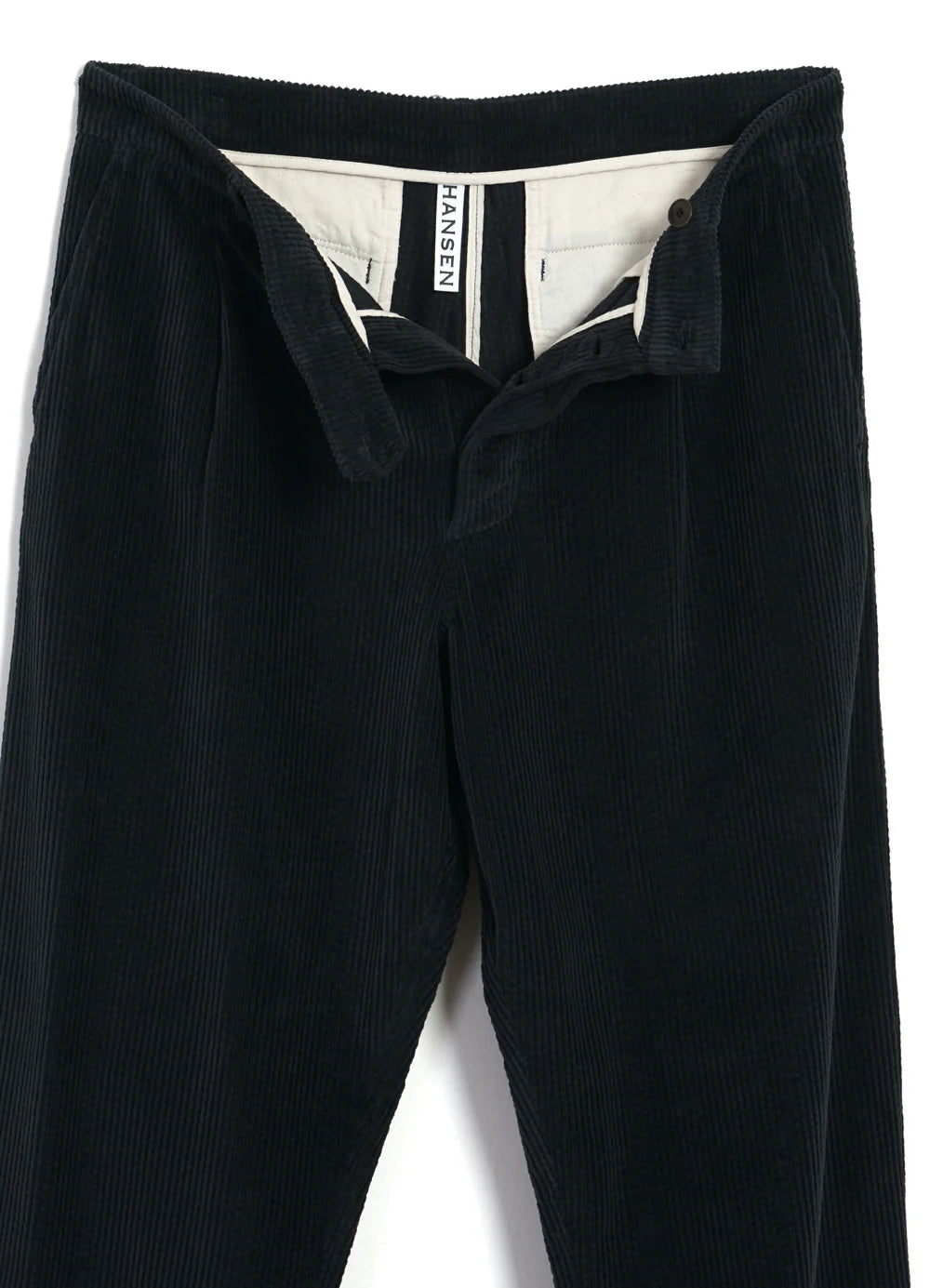 HANSEN - SUNE Elephant Cord Pleated Wide Cut Trousers | Dusty Black - Tempo