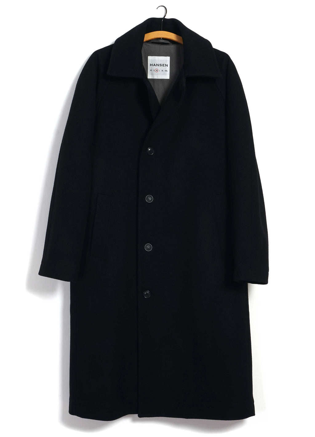 SIGURD | LONG LINED WOOL COAT | SOLID BLACK