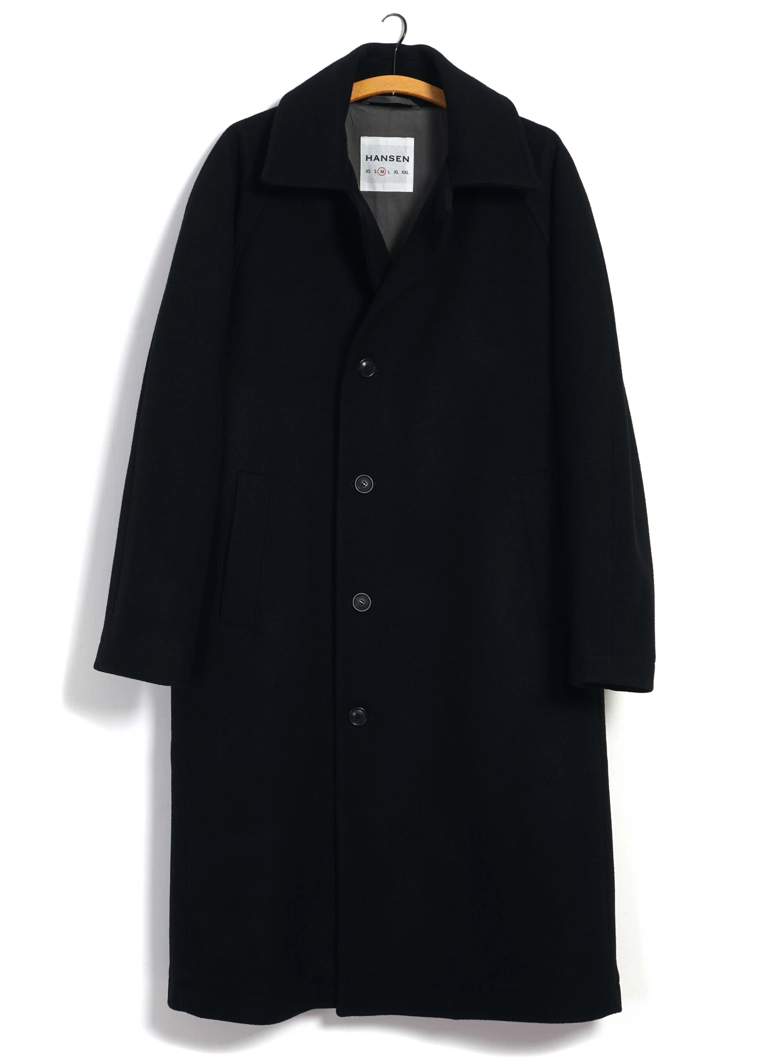 SIGURD | LONG LINED WOOL COAT | SOLID BLACK