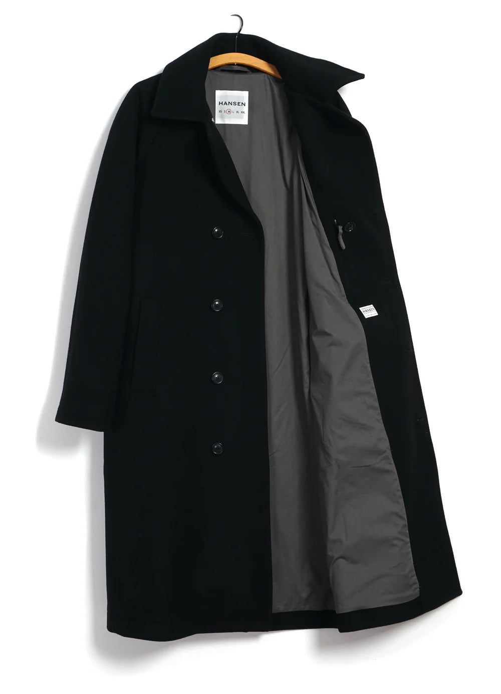 SIGURD | LONG LINED WOOL COAT | SOLID BLACK