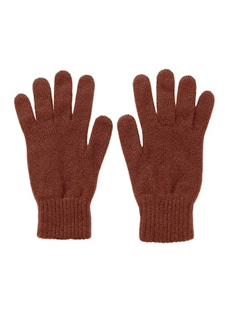 Gants en jersey de cachemire couleur rouille