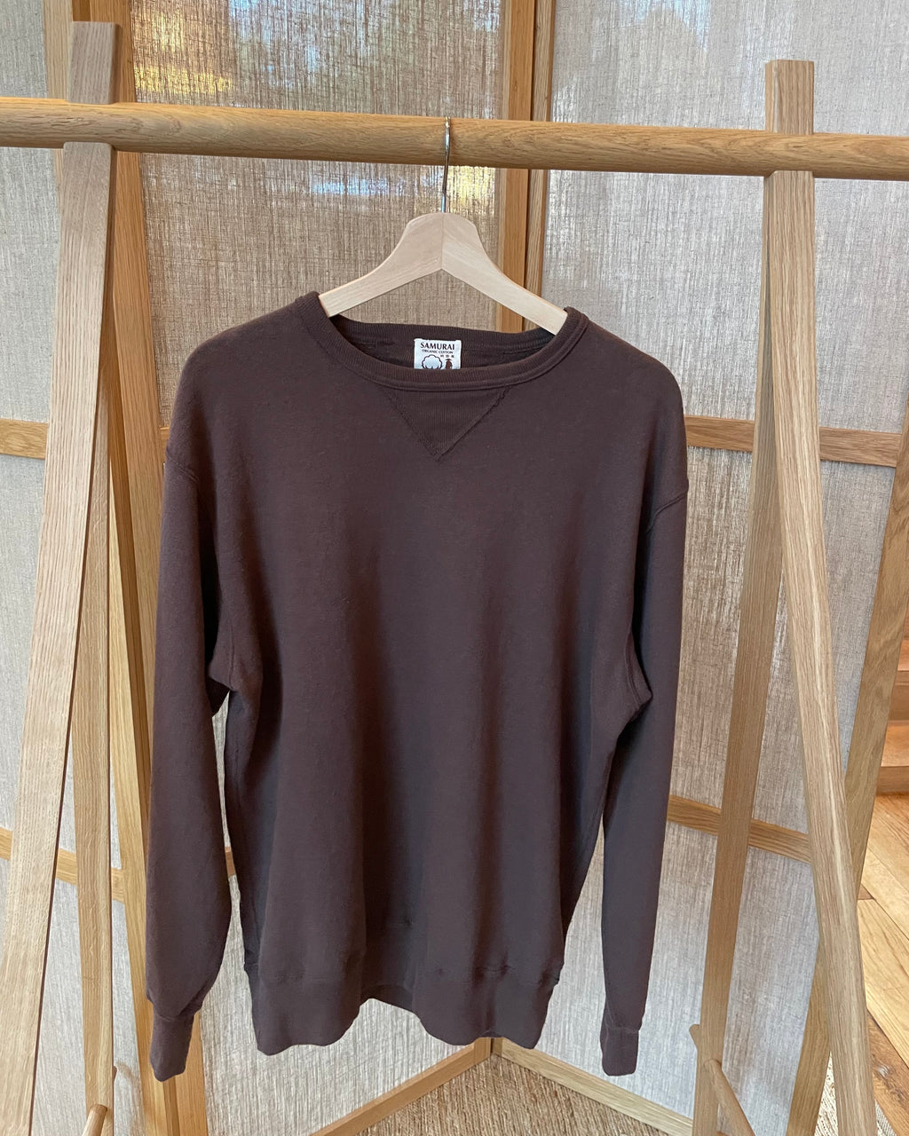 SAMURAI COTTON PROJECT - Japanese Organic Cotton Sweatshirt Hand-Dyed with Chestnut - Dark Kuri - Tempo