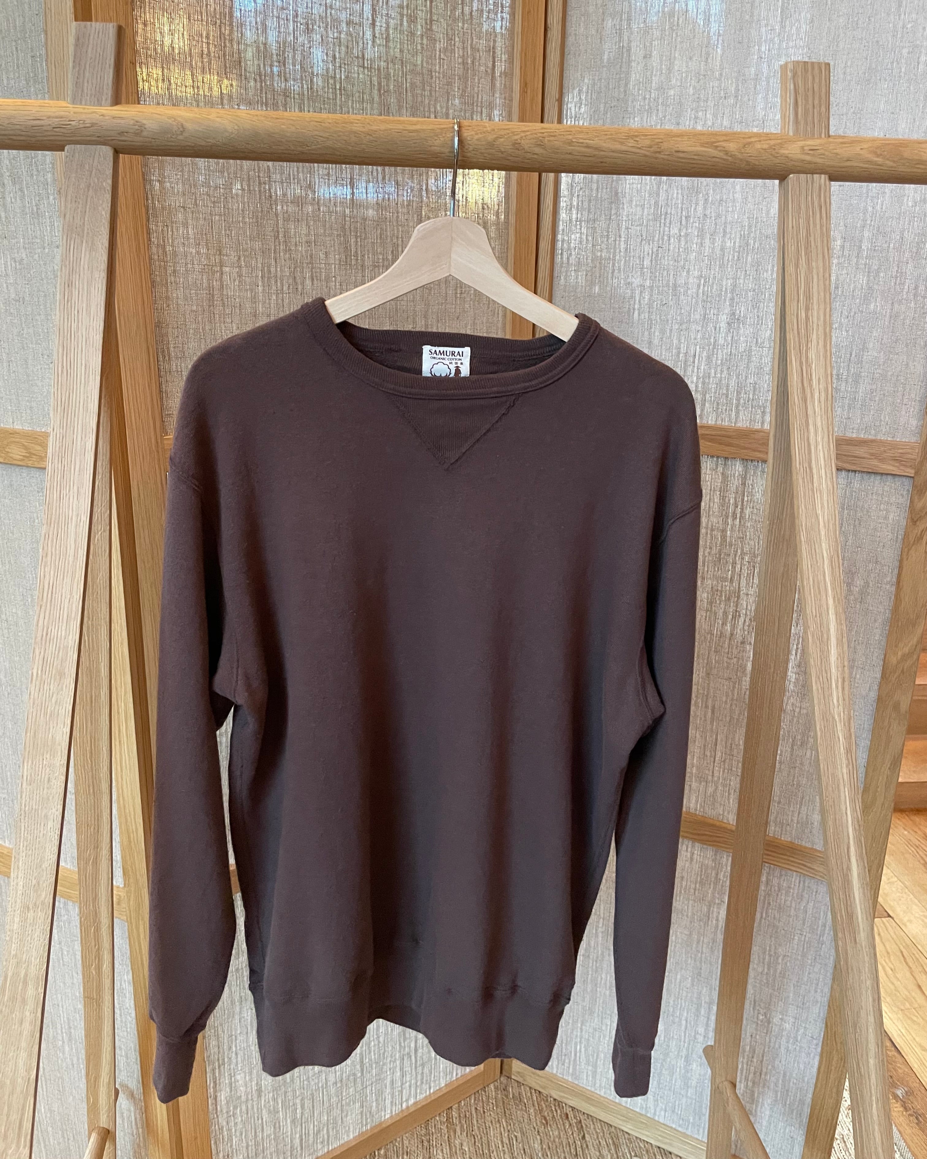 SAMURAI COTTON PROJECT - Japanese Organic Cotton Sweatshirt Hand-Dyed with Chestnut - Dark Kuri - Tempo