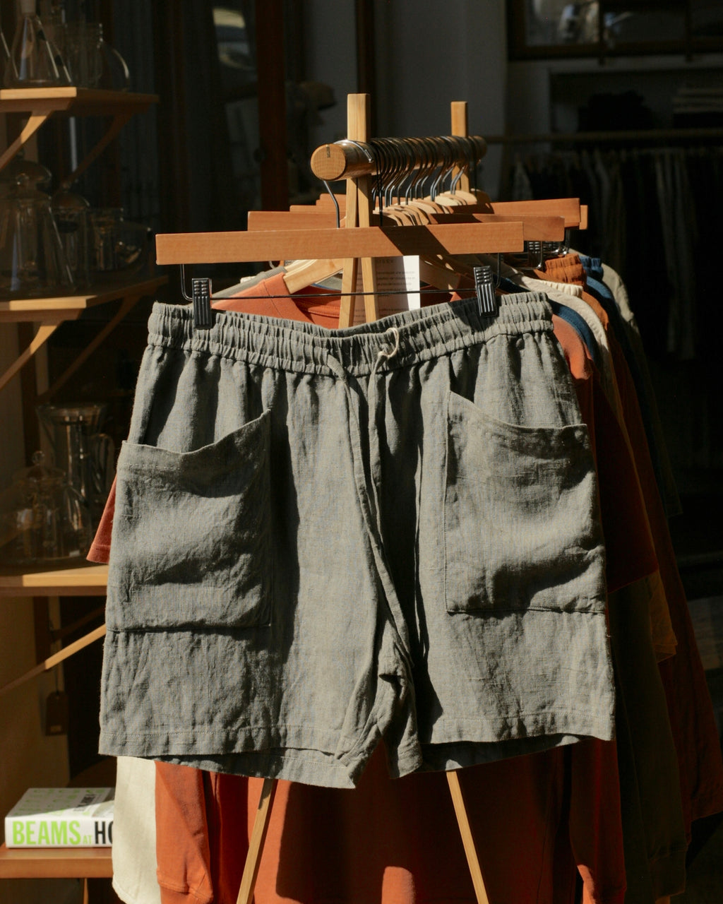 LICHEN GOODS FOR TEMPO - Oak Gall & Iron Hand-Dyed Hemp Easy Shorts - Tempo