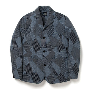 Tsugihagi Sashiko Jacquard Weave Jacket in Two-Tone Indigo - Tempo