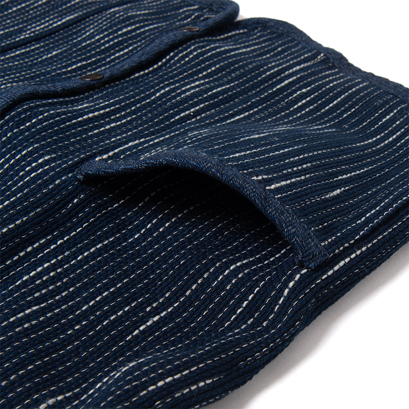 STUDIO D'ARTISAN - 13oz RAIN Kasuri Sashiko Beach Vest - Tempo