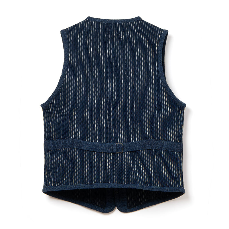 STUDIO D'ARTISAN - 13oz RAIN Kasuri Sashiko Beach Vest - Tempo