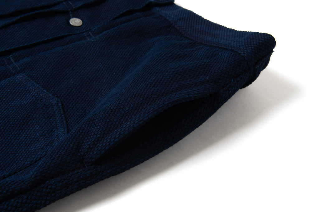 STUDIO D'ARTISAN - Pre-Order: Deep Indigo Kase Dye Sashiko 14oz. Type II Denim Jacket - Tempo