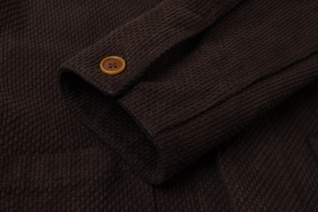 STUDIO D'ARTISAN - Pre-Order: Amami Dorozome Mud Dyed 13oz. Sashiko Coverall - Dark Brown - Tempo