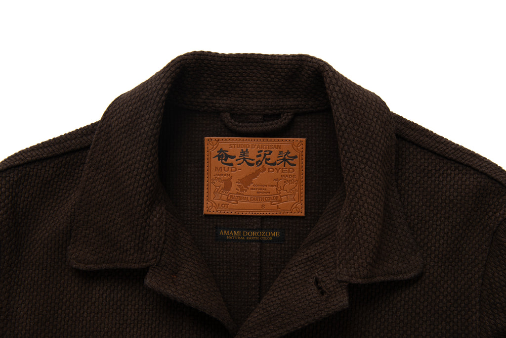 STUDIO D'ARTISAN - Pre-Order: Amami Dorozome Mud Dyed 13oz. Sashiko Coverall - Dark Brown - Tempo