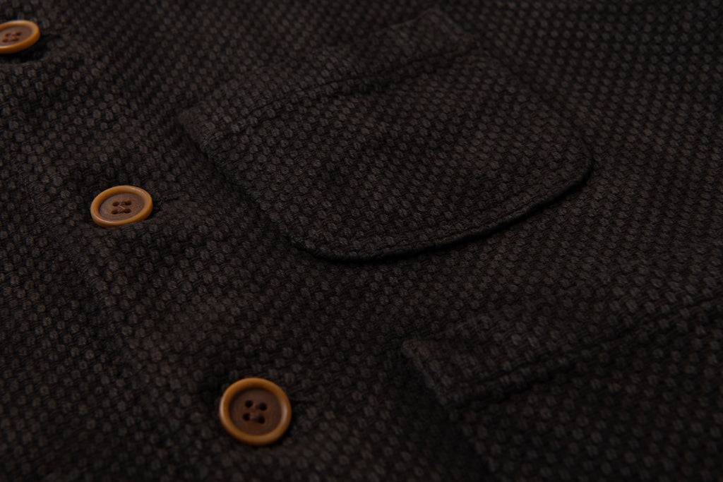 STUDIO D'ARTISAN - Amami Dorozome Mud Dyed 13oz. Sashiko Vest - Dark Brown - Tempo