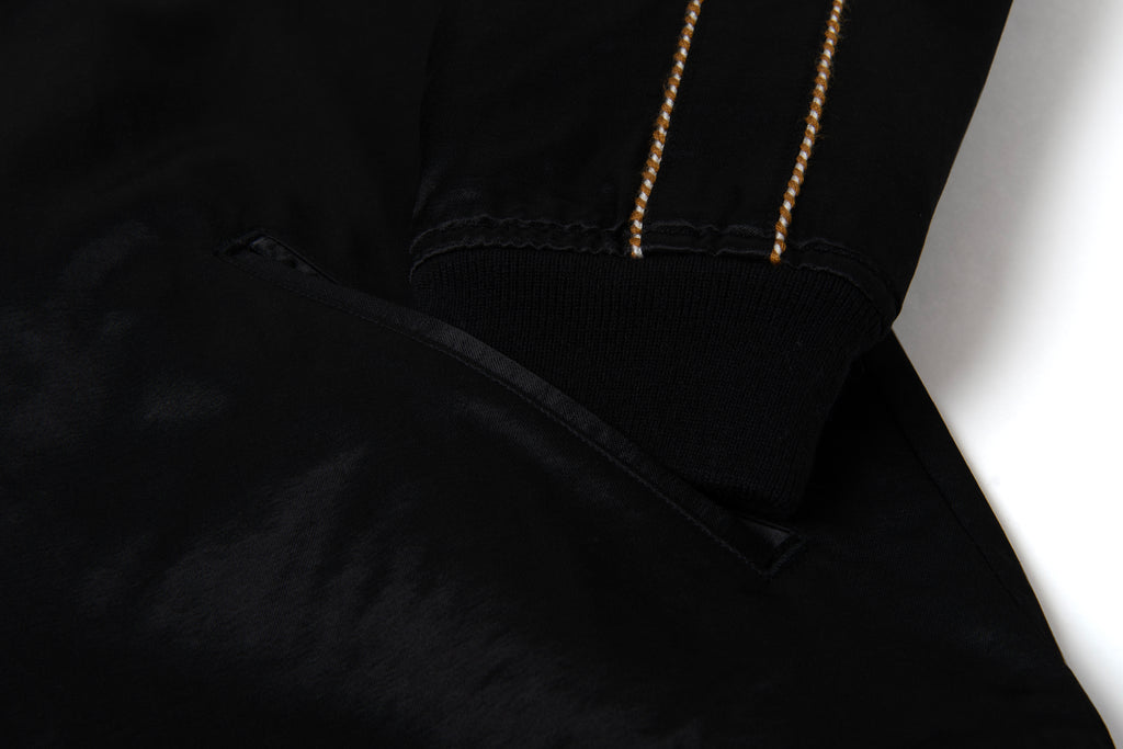 STUDIO D'ARTISAN - Manga Printed Kasuri Cotton-Rayon Souvenir Jacket - Black x Ivory Reversible - Tempo