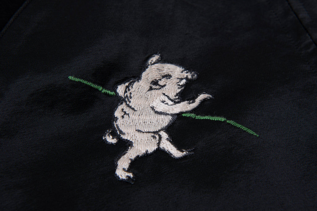 STUDIO D'ARTISAN - Manga Printed Kasuri Cotton-Rayon Souvenir Jacket - Black x Ivory Reversible - Tempo