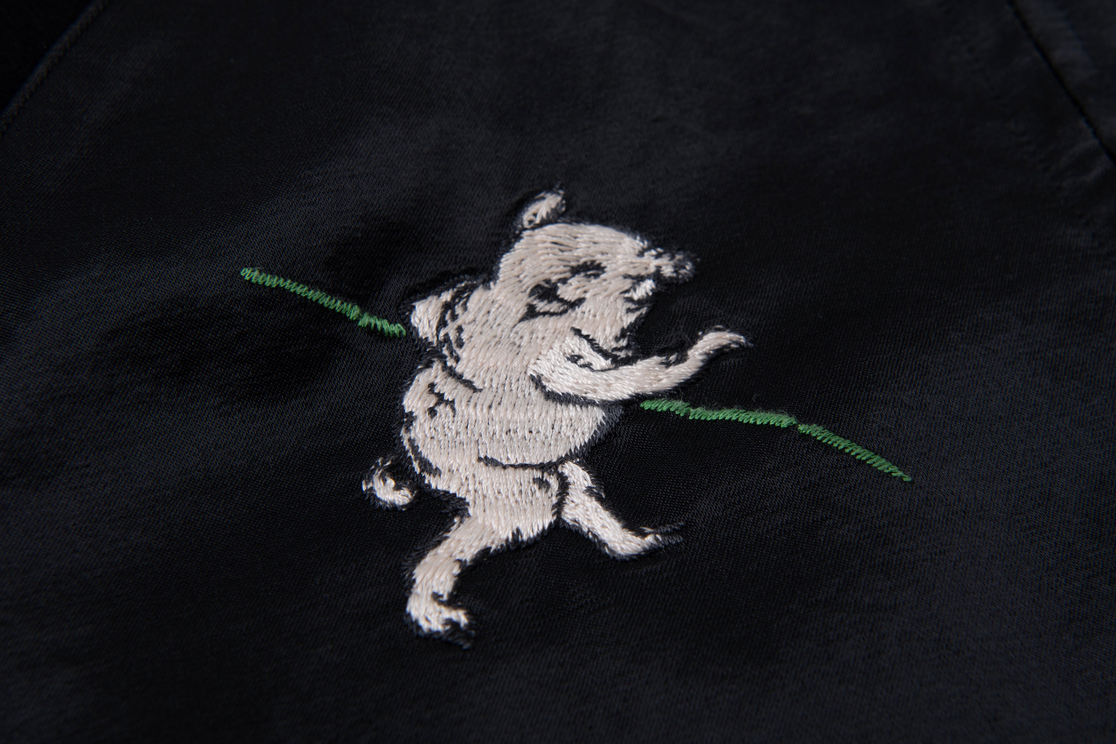 STUDIO D'ARTISAN - Manga Printed Kasuri Cotton-Rayon Souvenir Jacket - Black x Ivory Reversible - Tempo