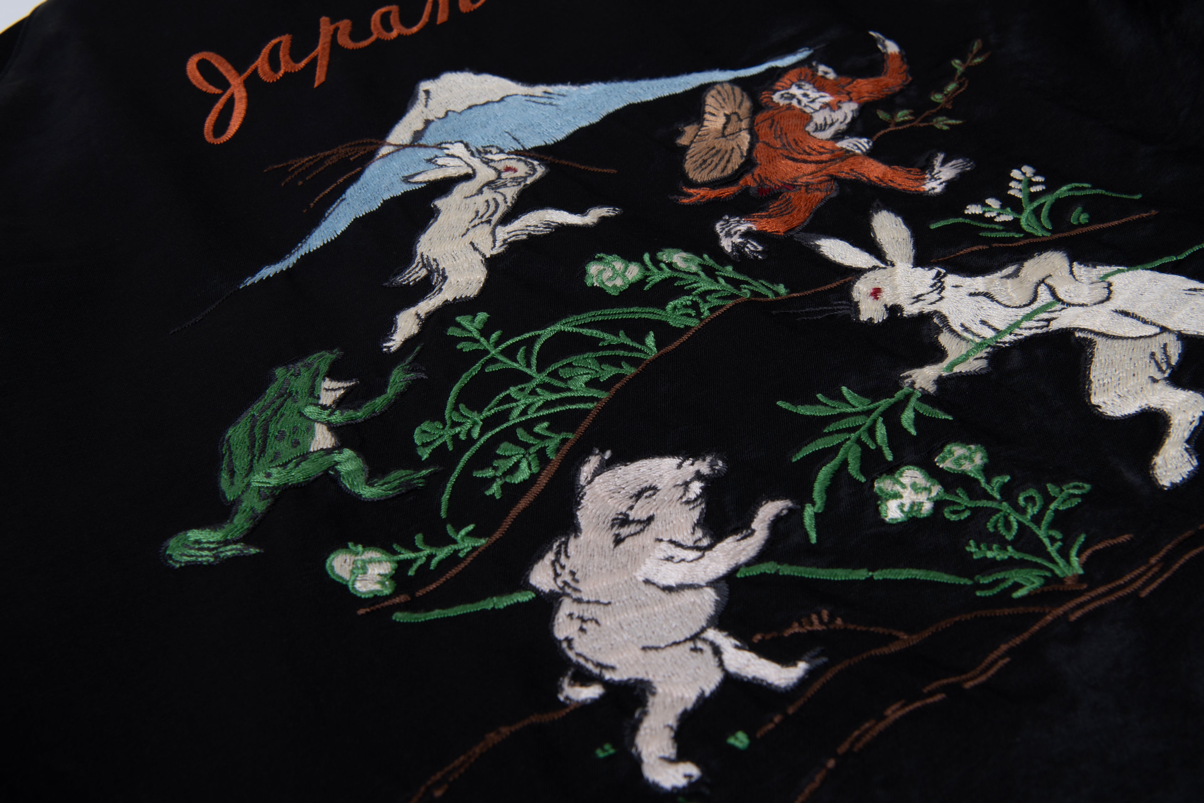 STUDIO D'ARTISAN - Manga Printed Kasuri Cotton-Rayon Souvenir Jacket - Black x Ivory Reversible - Tempo