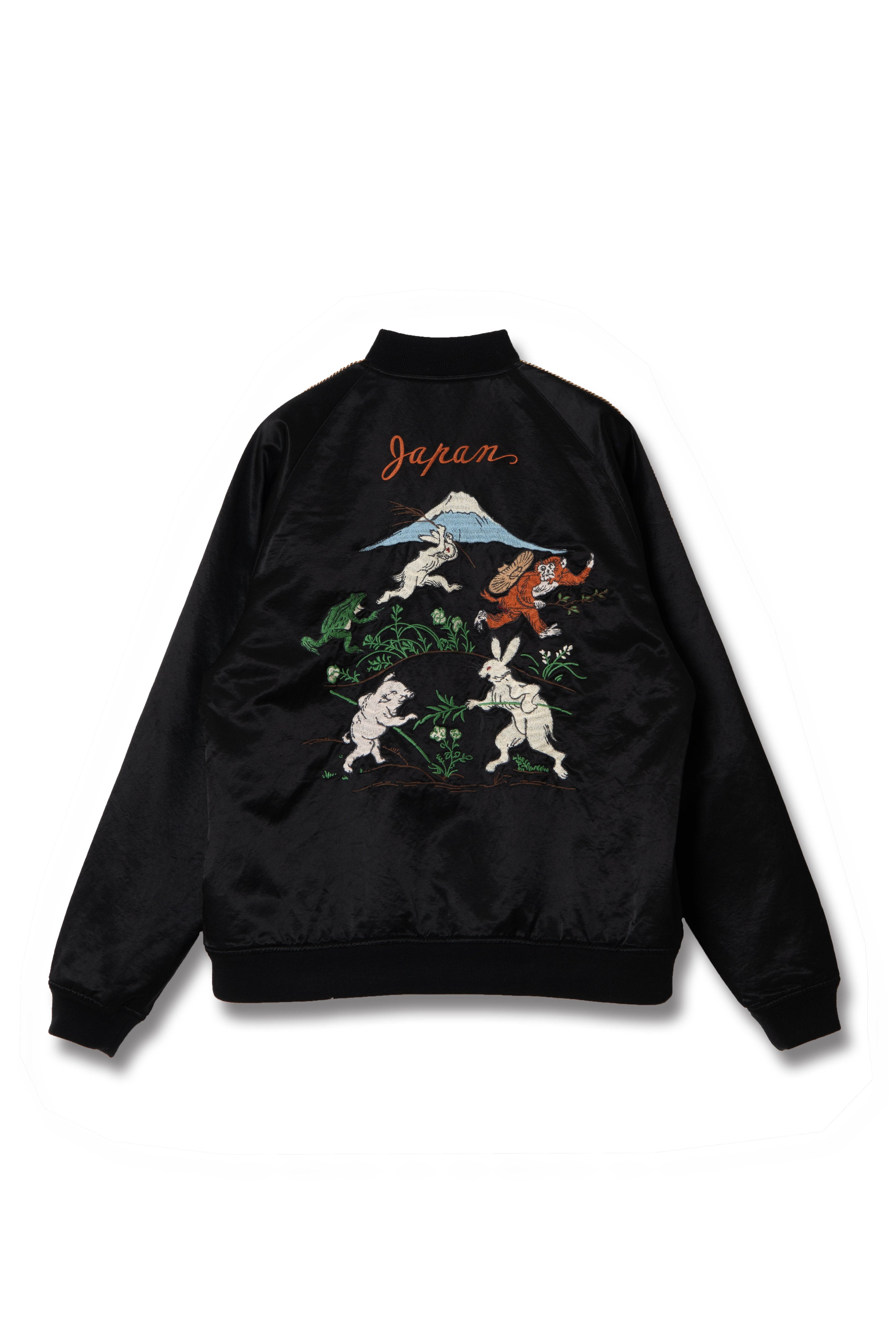 STUDIO D'ARTISAN - Manga Printed Kasuri Cotton-Rayon Souvenir Jacket - Black x Ivory Reversible - Tempo