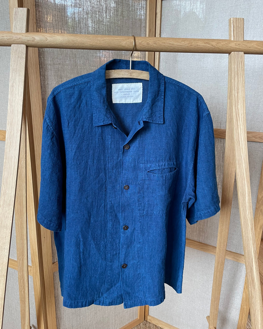 LICHEN GOODS - Hemp Short-sleeve Shirt | Organic Indigo Hand-dyed - Tempo