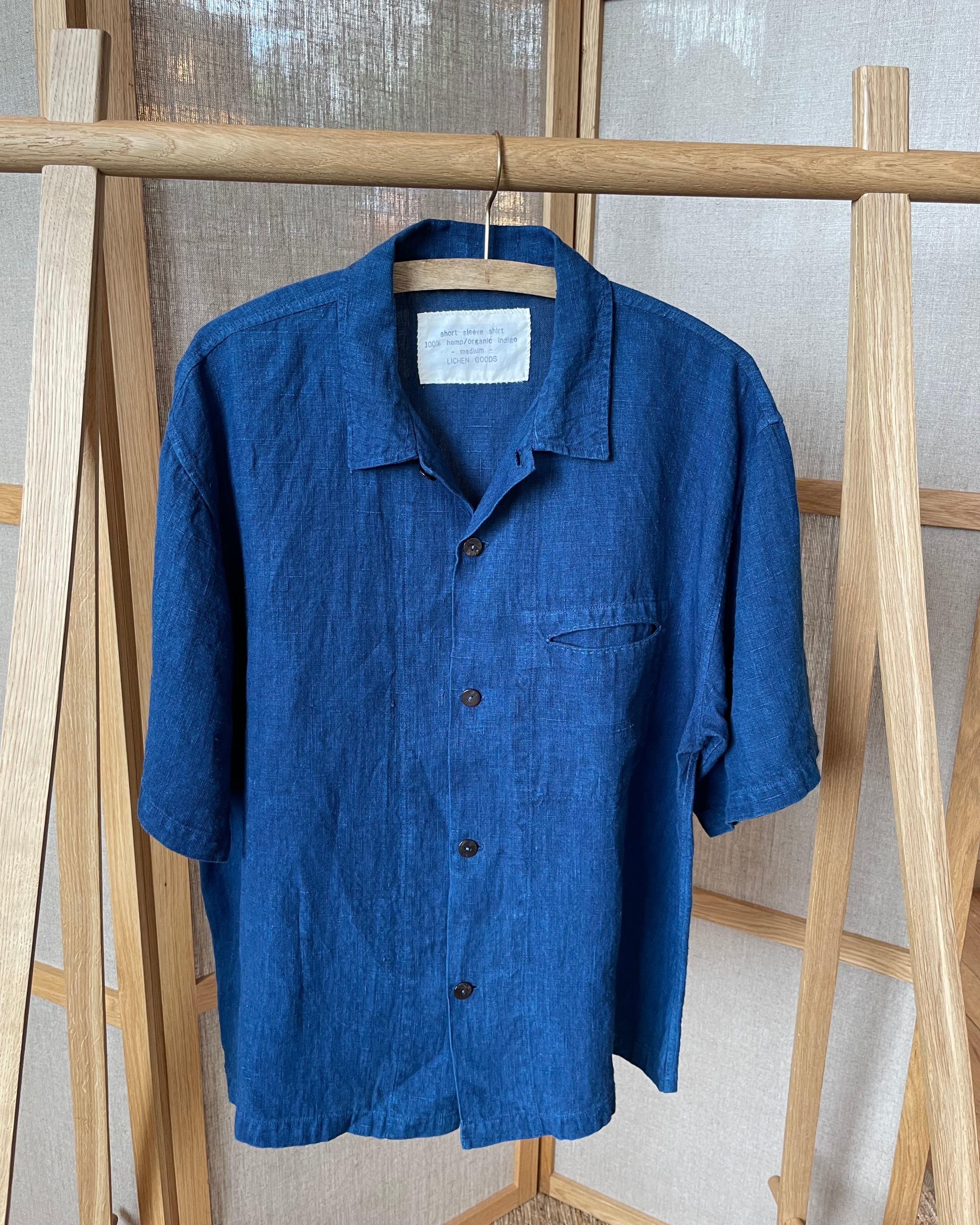 LICHEN GOODS - Hemp Short-sleeve Shirt | Organic Indigo Hand-dyed - Tempo
