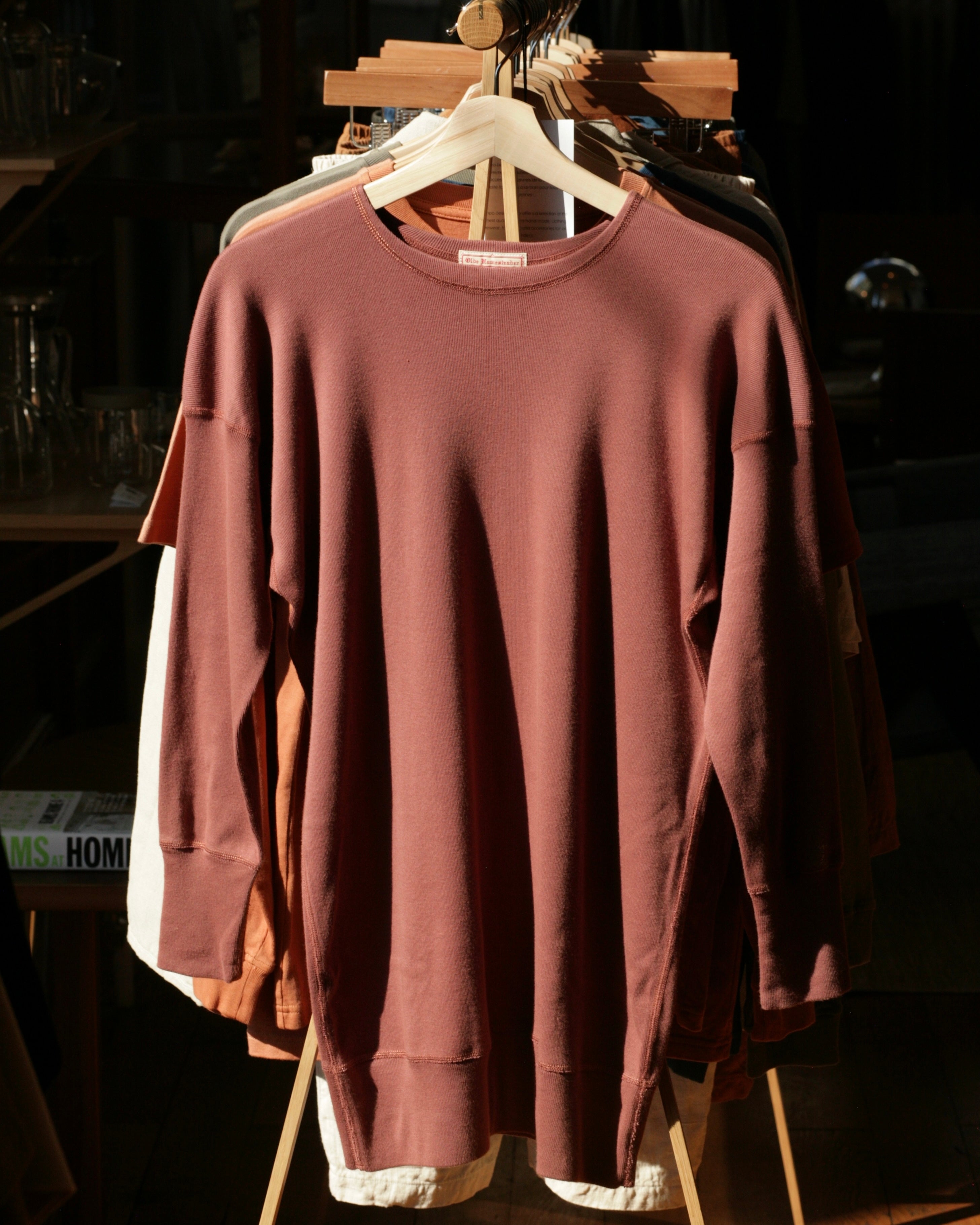 Olde Homesteader - US006 Crew Neck Long Sleeve Sweat Shirt in Rosewood - Tempo
