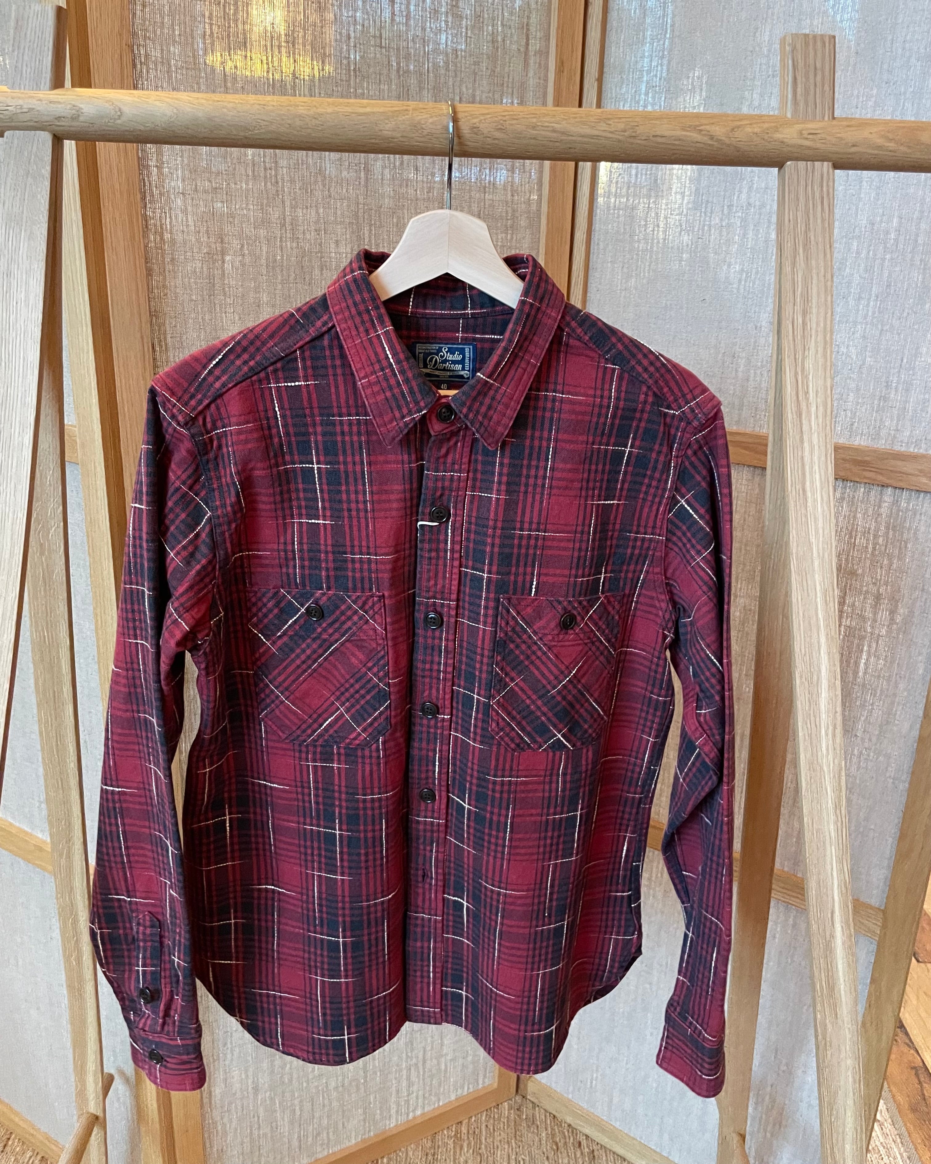 STUDIO D'ARTISAN - Midare Kasuri Heavyweight Check Flannel in Red - Tempo