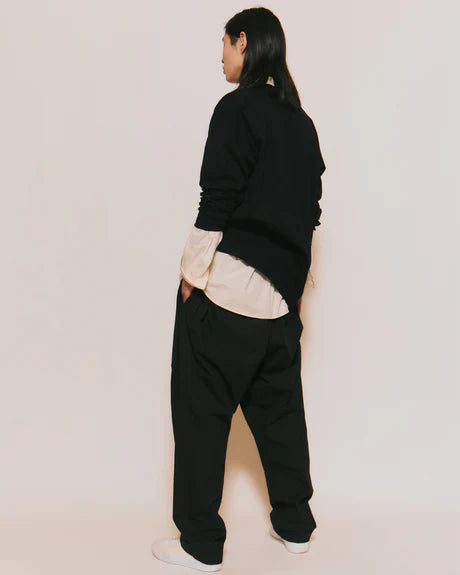 Crew Neck T Long Organic Twin Jersey | Black - Tempo