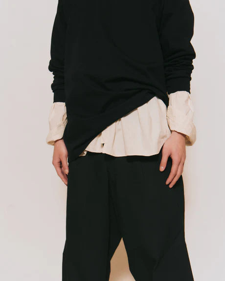 Crew Neck T Long Organic Twin Jersey | Black - Tempo