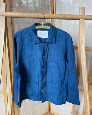 Handgefärbte Arbeitsjacke aus Bio-Indigo-Hanf 