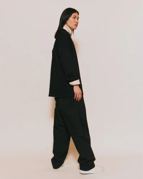 Crew Neck T Long Organic Twin Jersey | Black - Tempo