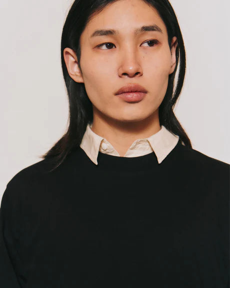 Crew Neck T Long Organic Twin Jersey | Black - Tempo