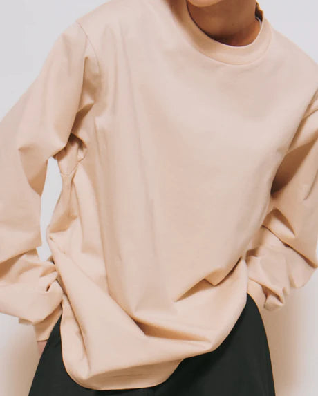 Crew Neck T Long Organic Twin Jersey | Ivory - Tempo